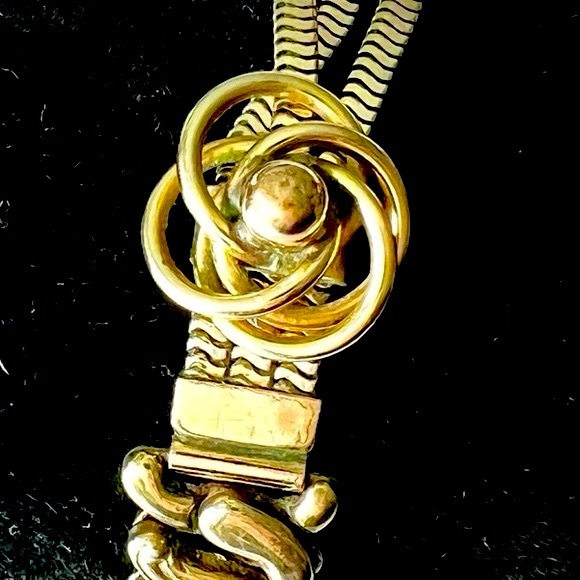 Vintage Sweetheart Expansion Bracelet by Carl-Art Gold Tone Stretch Band &Chains - Picture 4 of 17